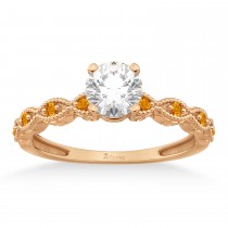 Vintage Marquise Citrine Engagement Ring 18k Rose Gold (0.18ct)