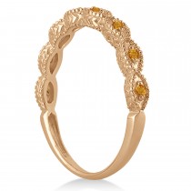 Antique Marquise Shape Citrine Wedding Ring 14k Rose Gold (0.18ct)