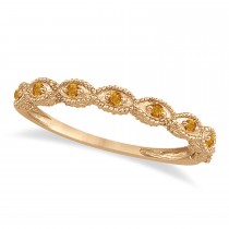 Antique Marquise Shape Citrine Wedding Ring 18k Rose Gold (0.18ct)