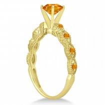 Vintage Style Citrine Engagement Ring 18k Yellow Gold (1.18ct)