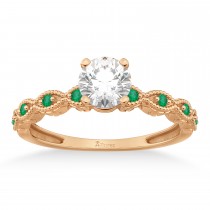 Vintage Marquise Emerald Engagement Ring 14k Rose Gold (0.18ct)