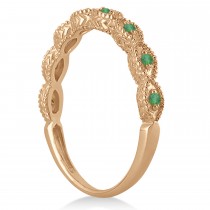 Antique Emerald Engagement Ring & Wedding Band 14k Rose Gold (0.36ct)