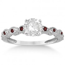 Vintage Marquise Garnet Engagement Ring Platinum (0.18ct)