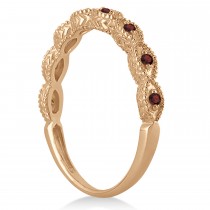 Antique Marquise Shape Garnet Wedding Ring 18k Rose Gold (0.18ct)
