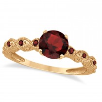 Vintage Style Garnet Engagement Ring 14k Rose Gold (1.18ct)