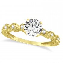 Vintage Style Moissanite Engagement Ring in 14k Yellow Gold (1.18ct)