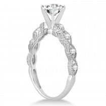 Vintage Moissanite Engagement Ring Bridal Set 18k White Gold (1.36ct)