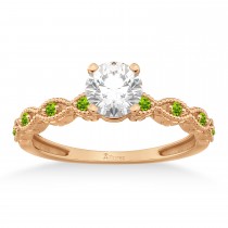 Vintage Marquise Peridot Engagement Ring 14k Rose Gold (0.18ct)