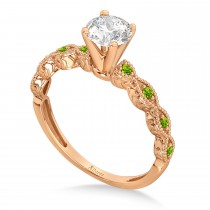 Vintage Marquise Peridot Engagement Ring 18k Rose Gold (0.18ct)