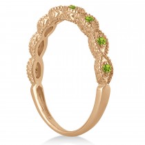 Antique Marquise Shape Peridot Wedding Ring 14k Rose Gold (0.18ct)