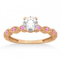 Vintage Marquise Pink Sapphire Engagement Ring 14k Rose Gold (0.18ct)