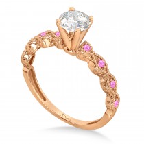 Vintage Marquise Pink Sapphire Engagement Ring 18k Rose Gold (0.18ct)