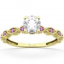 Vintage Marquise Pink Sapphire Engagement Ring 18k Yellow Gold (0.18ct)