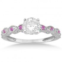 Vintage Marquise Pink Sapphire Engagement Ring Palladium (0.18ct)