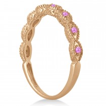 Antique Pink Sapphire Engagement Ring Set 14k Rose Gold (0.36ct)