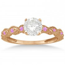 Antique Pink Sapphire Engagement Ring Set 18k Rose Gold (0.36ct)