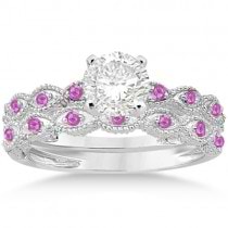 Antique Pave Pink Sapphire Engagement Ring Set Palladium (0.36ct)