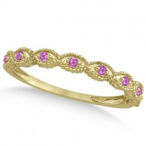 Antique Marquise Pink Sapphire Wedding Ring 18k Yellow Gold (0.18ct)