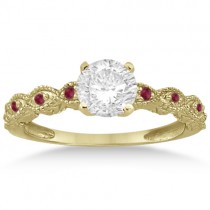Antique Ruby Engagement Ring and Wedding Band 14k Yellow Gold (0.36ct)