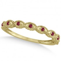 Antique Ruby Engagement Ring and Wedding Band 14k Yellow Gold (0.36ct)