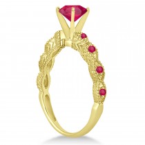 Vintage Style Ruby Engagement Ring in 14k Yellow Gold (1.18ct)