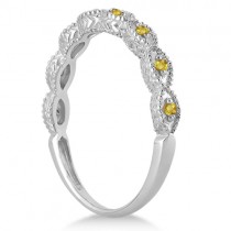 Antique Marquise Shape Yellow Sapphire Wedding Ring Palladium (0.18ct)