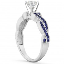 Infinity Twisted Blue Sapphire Engagement Ring 14k White Gold (0.25ct)