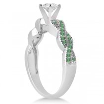 Infinity Style Twisted Emerald Engagement Ring 18k White Gold (0.25ct)