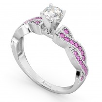 Infinity Twisted Pink Sapphire Engagement Ring 18k White Gold (0.25ct)