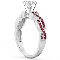 Infinity Style Twisted Ruby Engagement Ring 14k White Gold (0.25ct)