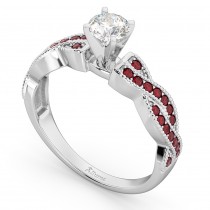 Infinity Style Twisted Ruby Engagement Ring 18k White Gold (0.25ct)