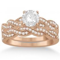 Infinity Style Bridal Set w/ Diamond Accents 14k Rose Gold (0.55ct)