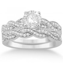 Infinity Style Bridal Set w/ Diamond Accents 14k White Gold (0.55ct)