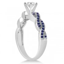 Infinity Twisted Blue Sapphire Bridal Set Setting 14k W Gold (0.55ct)