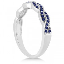 Infinity Twisted Blue Sapphire Bridal Set Setting 14k W Gold (0.55ct)