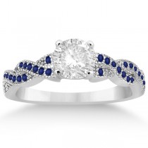 Infinity Twisted Blue Sapphire Bridal Set Setting 18k W Gold (0.55ct)