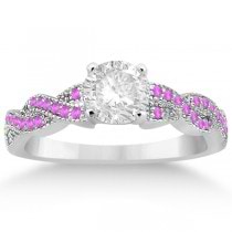 Infinity Twisted Pink Sapphire Bridal Set Setting 14k W Gold (0.55ct)