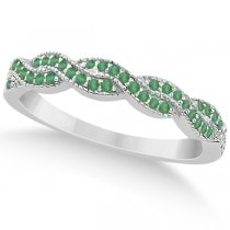 Emerald Infinity Style Semi Eternity Wedding Band in Platinum (0.30ct)