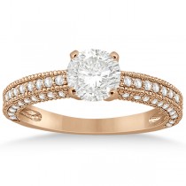 Vintage Heirloom Diamond Engagement Ring in 14k Rose Gold (0.60ct)