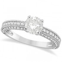 Vintage Heirloom Diamond Engagement Ring in 14k White Gold (0.60ct)