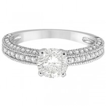 Vintage Heirloom Diamond Engagement Ring in 18k White Gold (0.60ct)