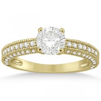 Vintage Heirloom Round-Cut Diamond Bridal Set 14k Yellow Gold (1.32ct)