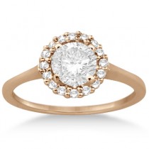 Petite Halo Engagement Ring & Wedding Band 14k Rose Gold (0.32ct)