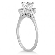Petite Halo Engagement Ring & Wedding Band 16k White Gold (0.32ct)