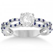 Pave Diamond & Blue Sapphire Infinity Eternity Engagement Ring 18k White Gold (0.40ct)