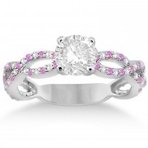 Pave Diamond & Pink Sapphire Infinity Eternity Engagement Ring 14k White Gold (0.40ct)