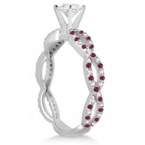 Pave Diamond & Ruby  Infinity Eternity Engagement Ring 14k White Gold (0.40ct)