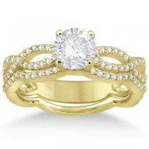 Infinity Diamond Engagement Ring with Band 14k Yellow Gold (0.65ct)
