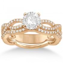 Infinity Diamond Engagement Ring with Band 18k Rose Gold (0.65ct)