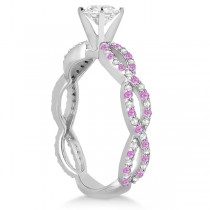 Infinity Diamond & Pink Sapphire Engagement Ring with Band 14k White Gold (0.65ct)